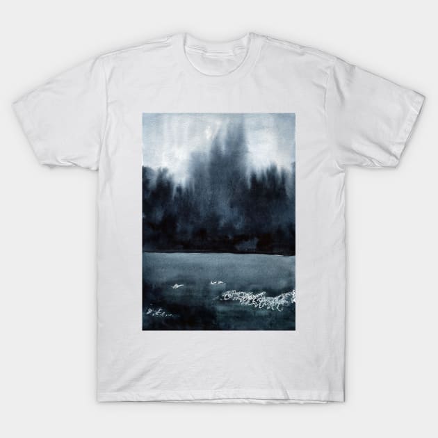 Watercolor landscape sky clouds T-Shirt by Olga Berlet